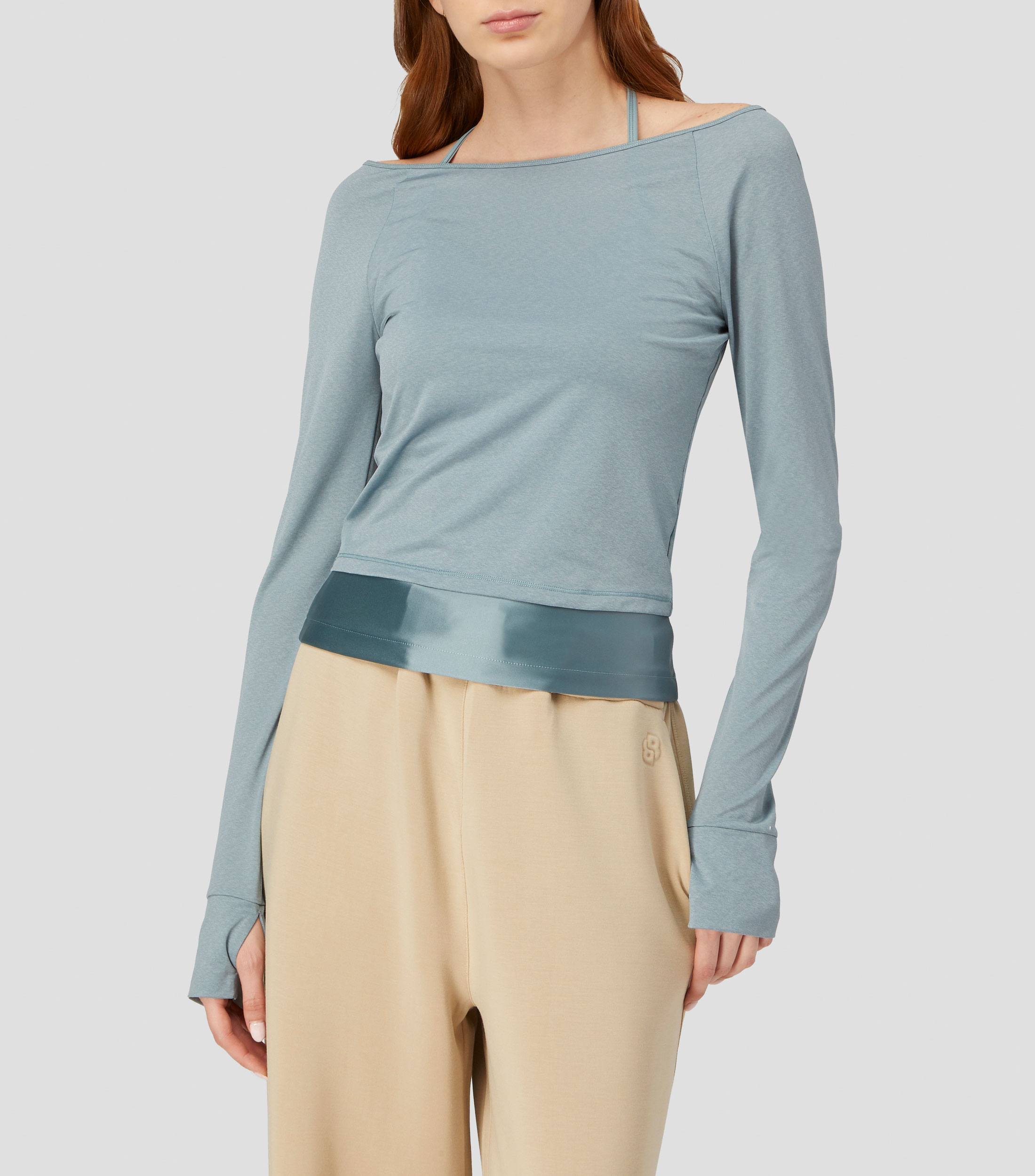 Blusa lisa manga larga Mujer